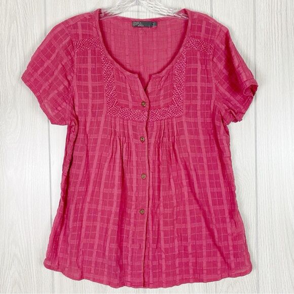 Prana | Pink Lucy Button Front Top Size Large - Picture 1 of 8